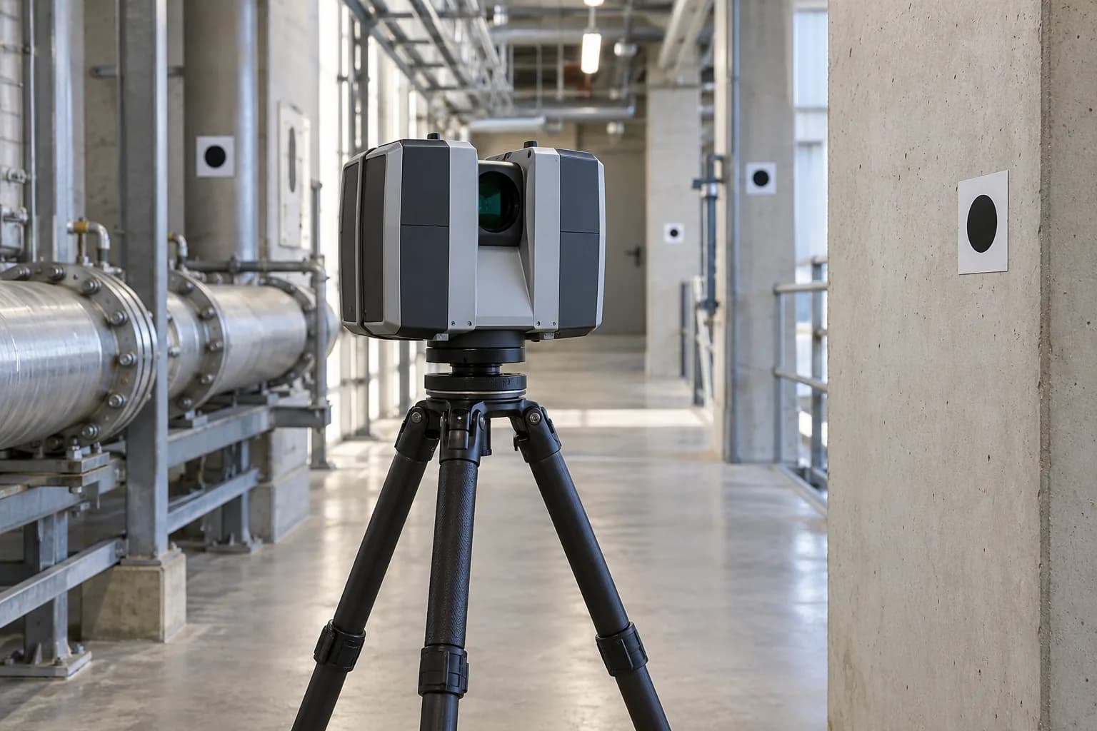 Fixed control targets for repeat LiDAR measurements in an industrial passage