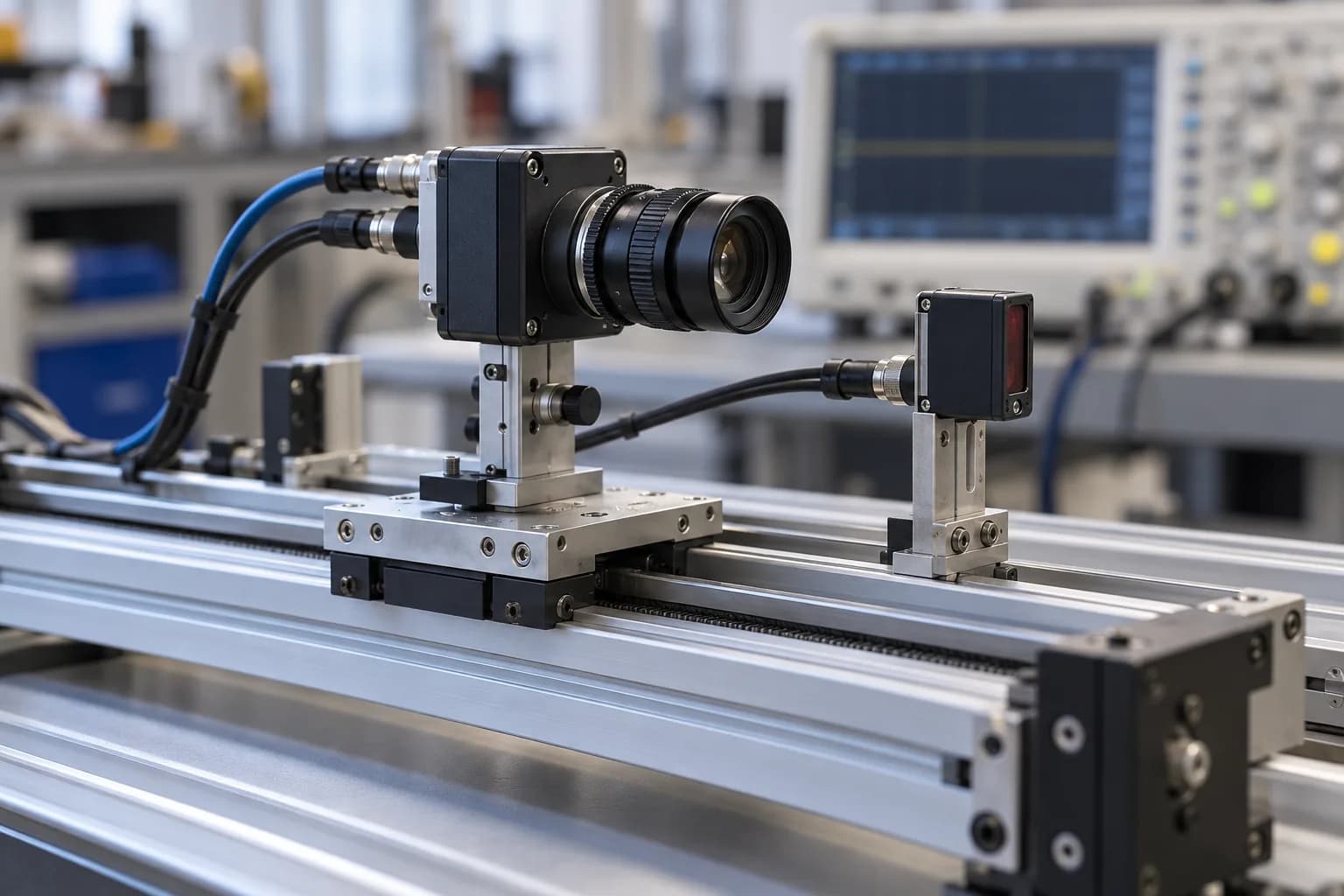 Experimental setup for checking sensor and camera time alignment
